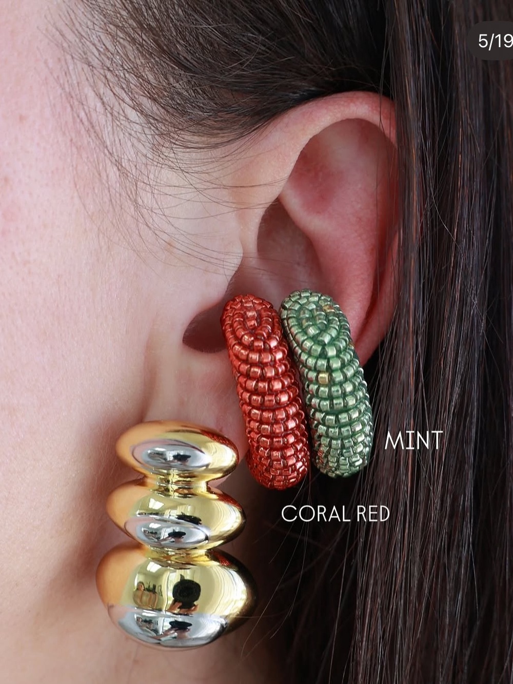 New Susana Vega Small Ora beaded Ear cuff ~ Mint green :Women Jewelry